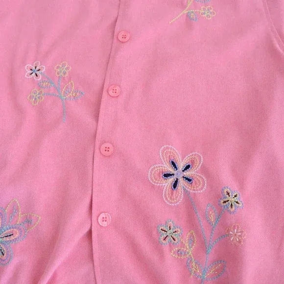 Vintage Alfred  Dunner Pink Embroidered Floral Button Up Lightweight Jacket 18W - Picture 5 of 13